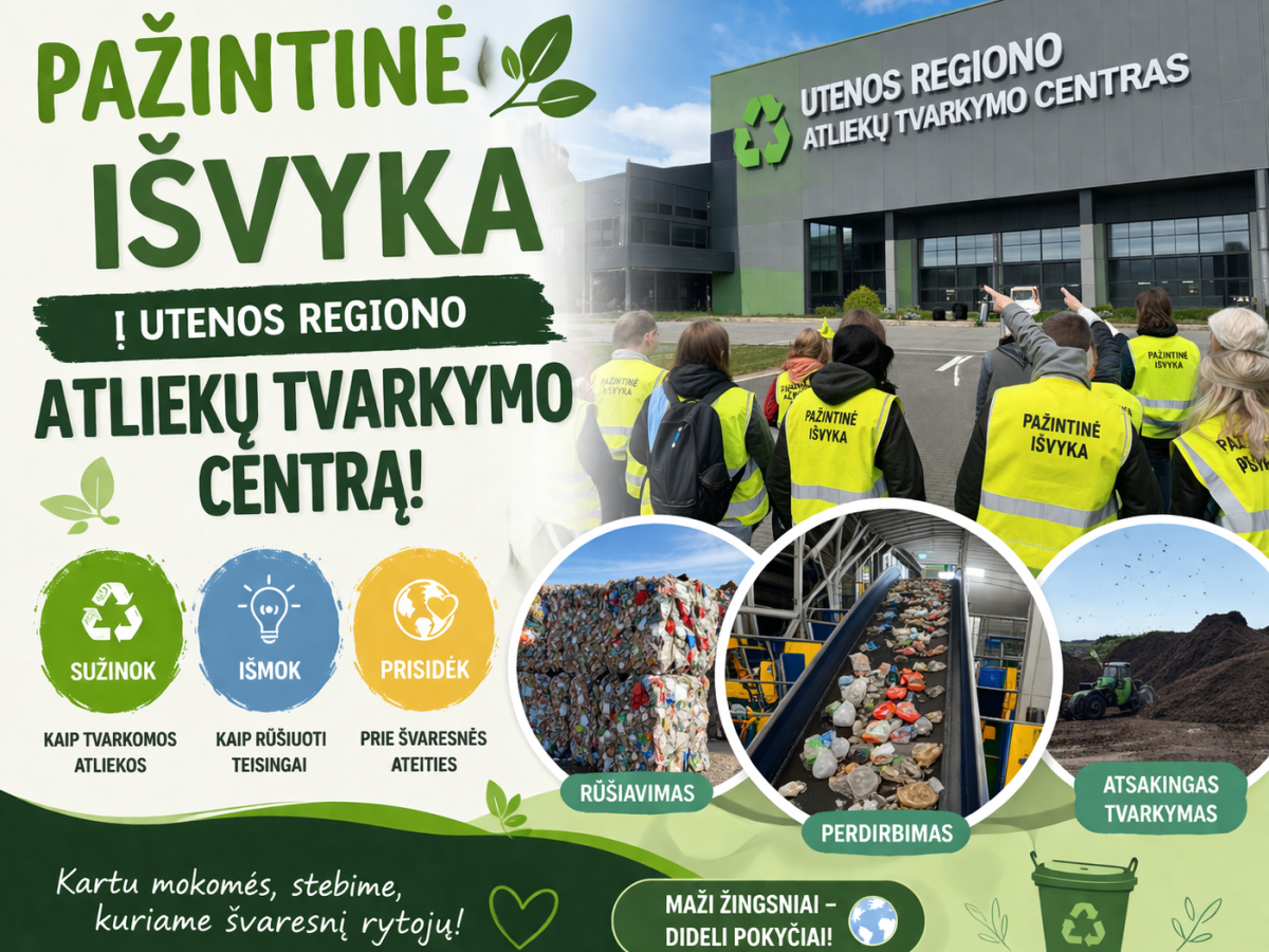 Kur dingsta jūsų šiukšlės? „Kompata“ kviečia į nemokamą išvyką po atliekų kelią Utenoje