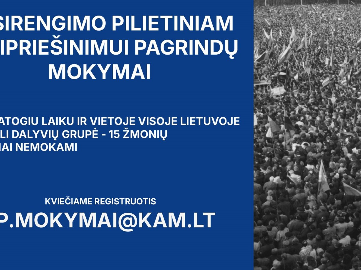 Nemokami pilietinio pasipriešinimo mokymai įstaigoms: ko išmoksite per 4,5 valandos ir kaip registruotis