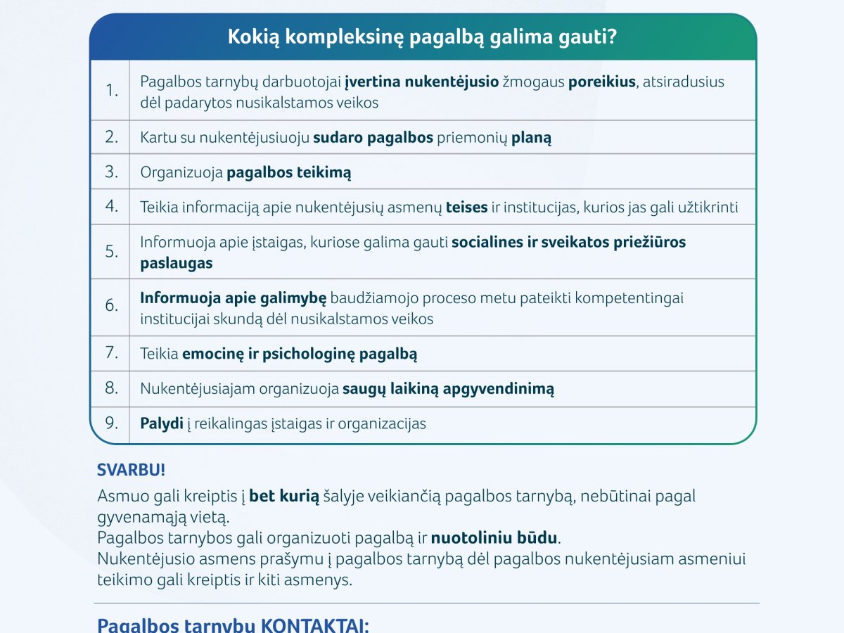 Atnaujintas 2026 m. pagalbos nukentėjusiesiems sąrašas: kur kreiptis ir kas gali gauti pagalbą
