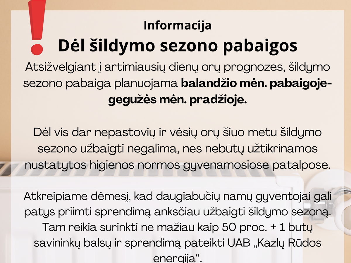 Šildymo sezono pabaiga: ką svarbu žinoti gyventojams ir kada radiatoriai Lietuvoje vėsta pirmiausia