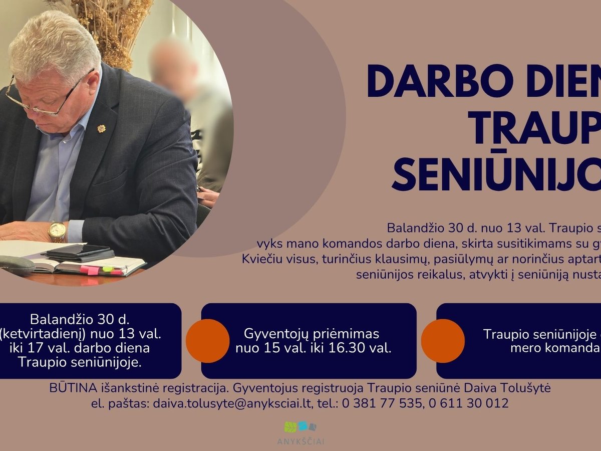 Traupio seniūnijos gyventojai kviečiami dialogui su Anykščių savivaldybės vadovais: būtina registracija