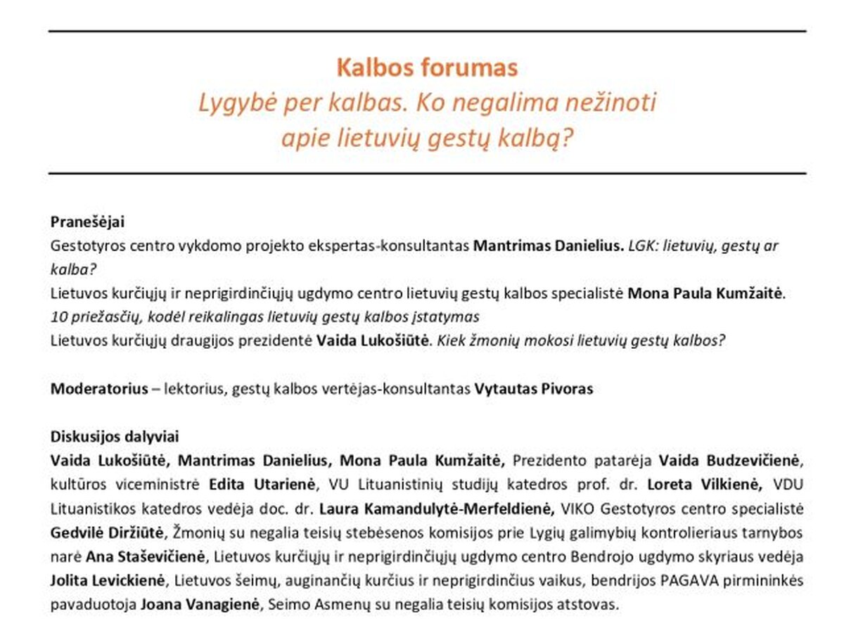 Lietuvių gestų kalba: ką svarbu žinoti ir kokius mitus griaus VLKK bei VIKO forumas