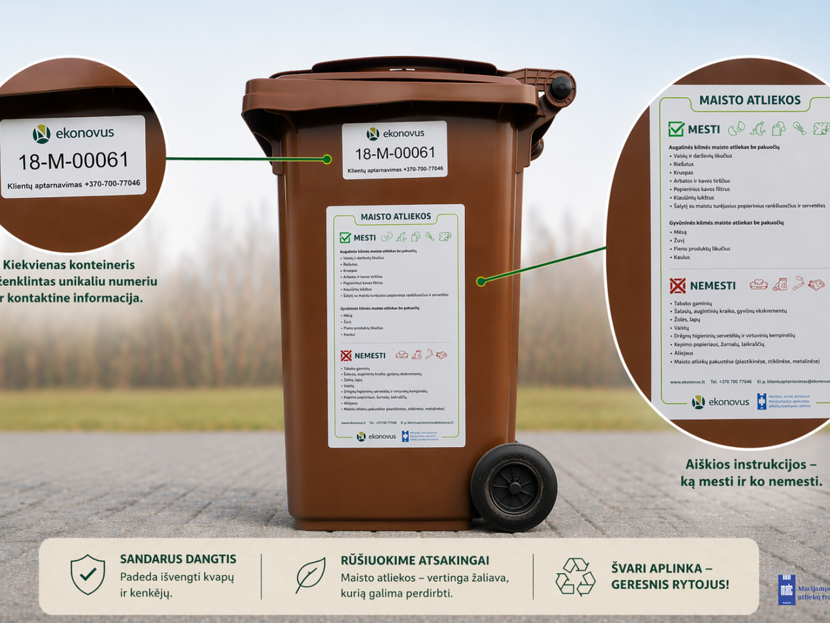 Marijampolėje startuoja maisto atliekų konteinerių dalijimas: kada juos bus galima pradėti naudoti?