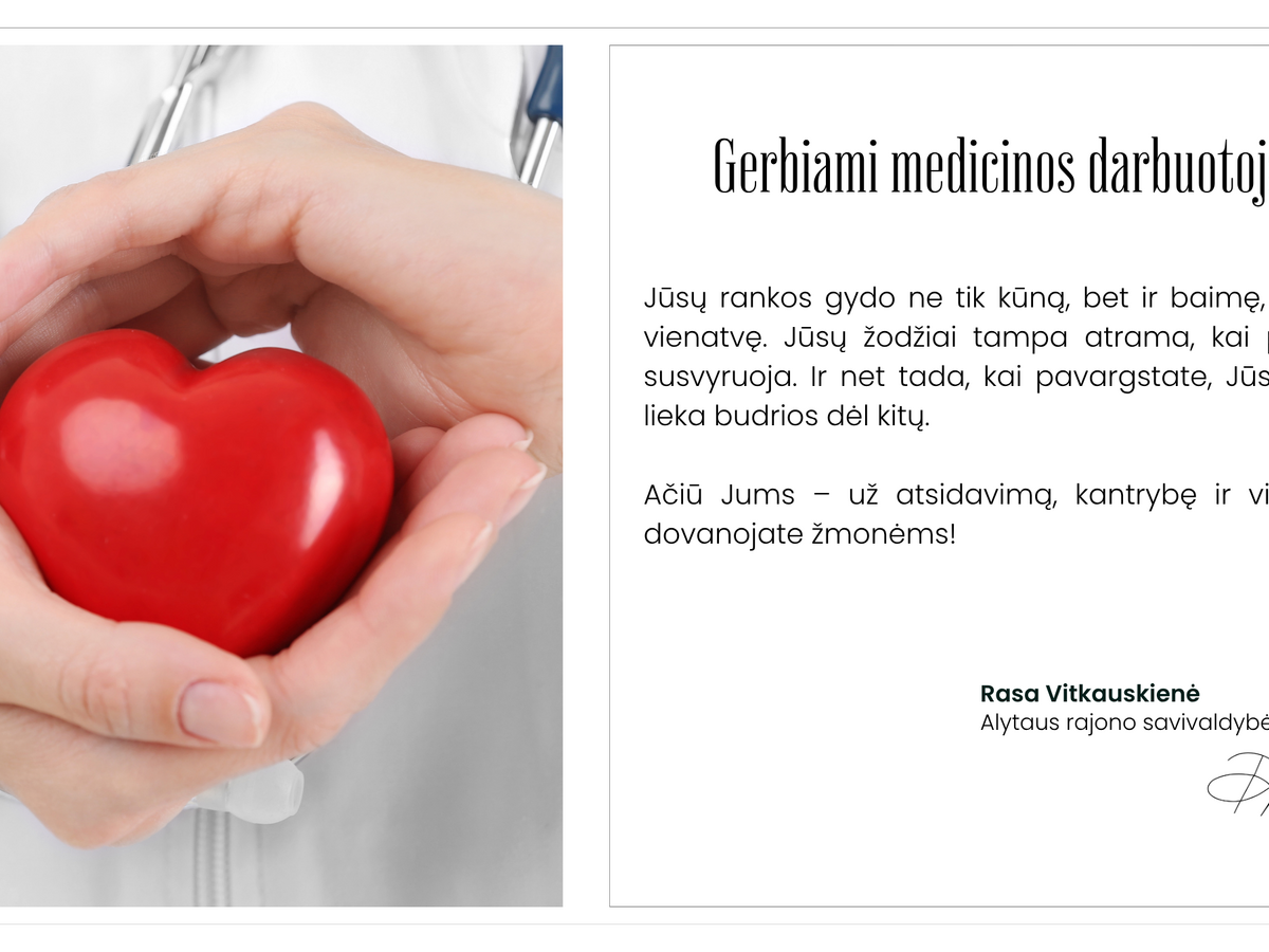 Medicinos darbuotojų diena Alytaus rajone: merė Rasa Vitkauskienė siunčia padėką ir palinkėjimą