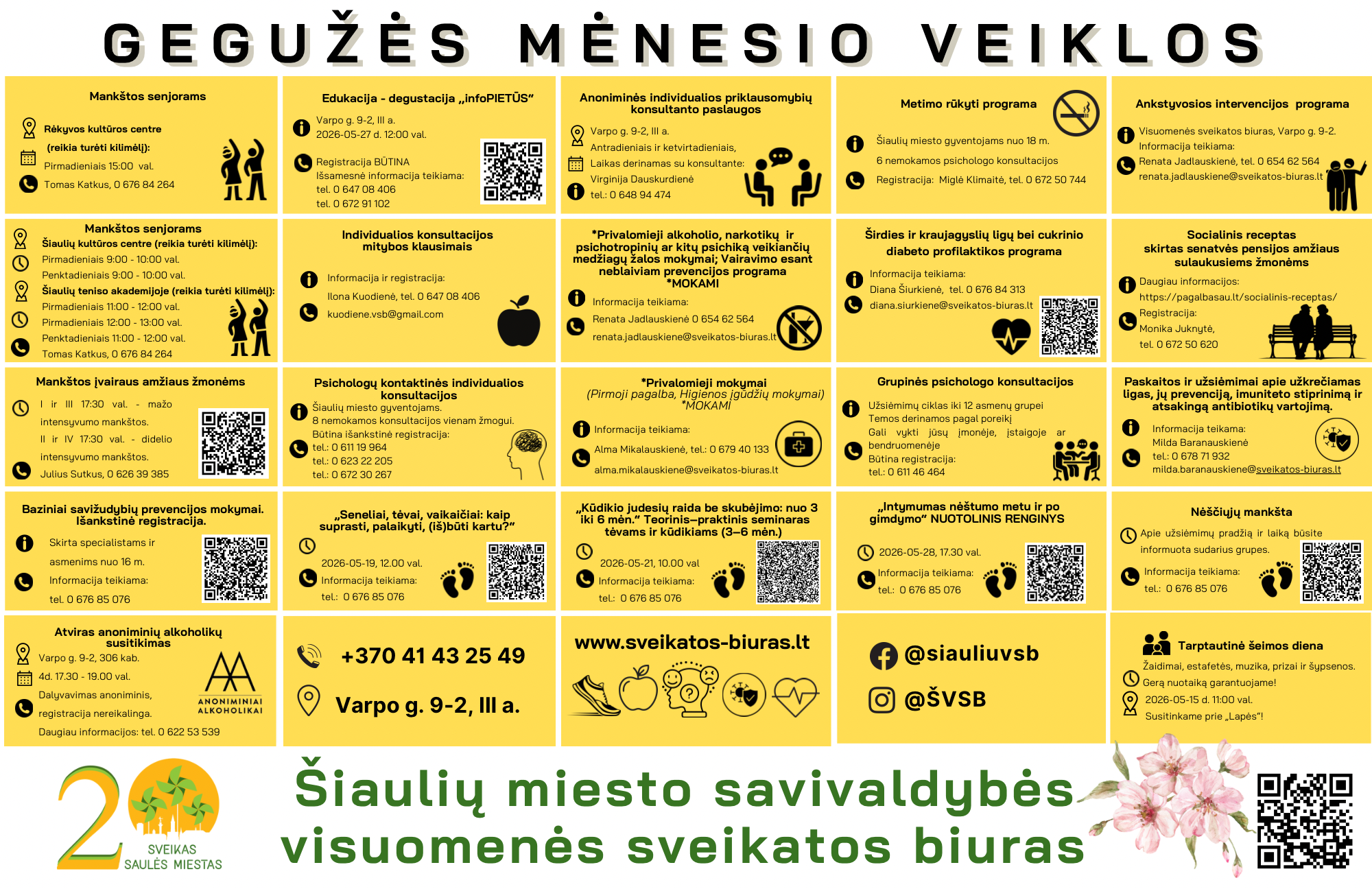 Šiauliuose gegužę – nemokamos mankštos ir paskaitos: kur ir kaip prisijungti prie veiklų