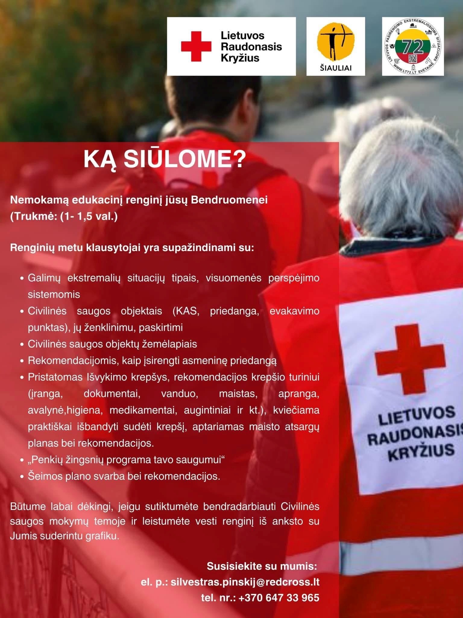 „Lietuvos Raudonasis Kryžius“ skelbia civilinės saugos mokymus: štai ko išmoksite balandį