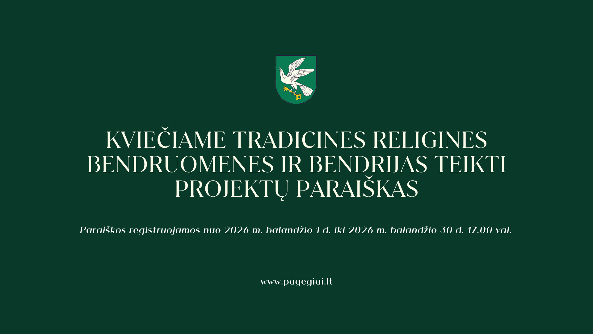 Pagėgių savivaldybė kviečia tradicines religines bendruomenes: projektams skiriama 5 000 eurų