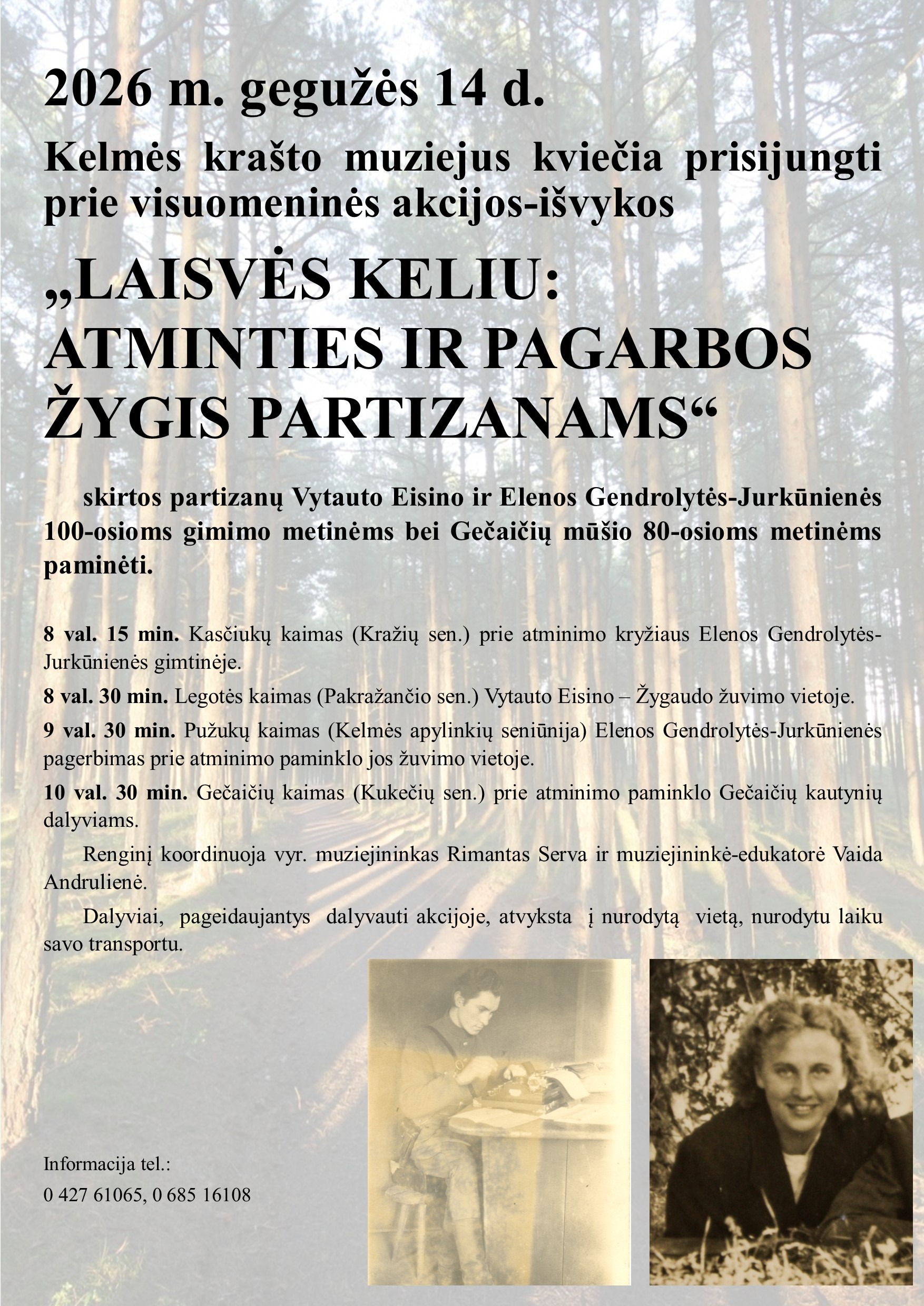 Kelmės krašto muziejus kviečia į išvyką-akciją: partizanų atminimas ir maršrutas bendruomenei