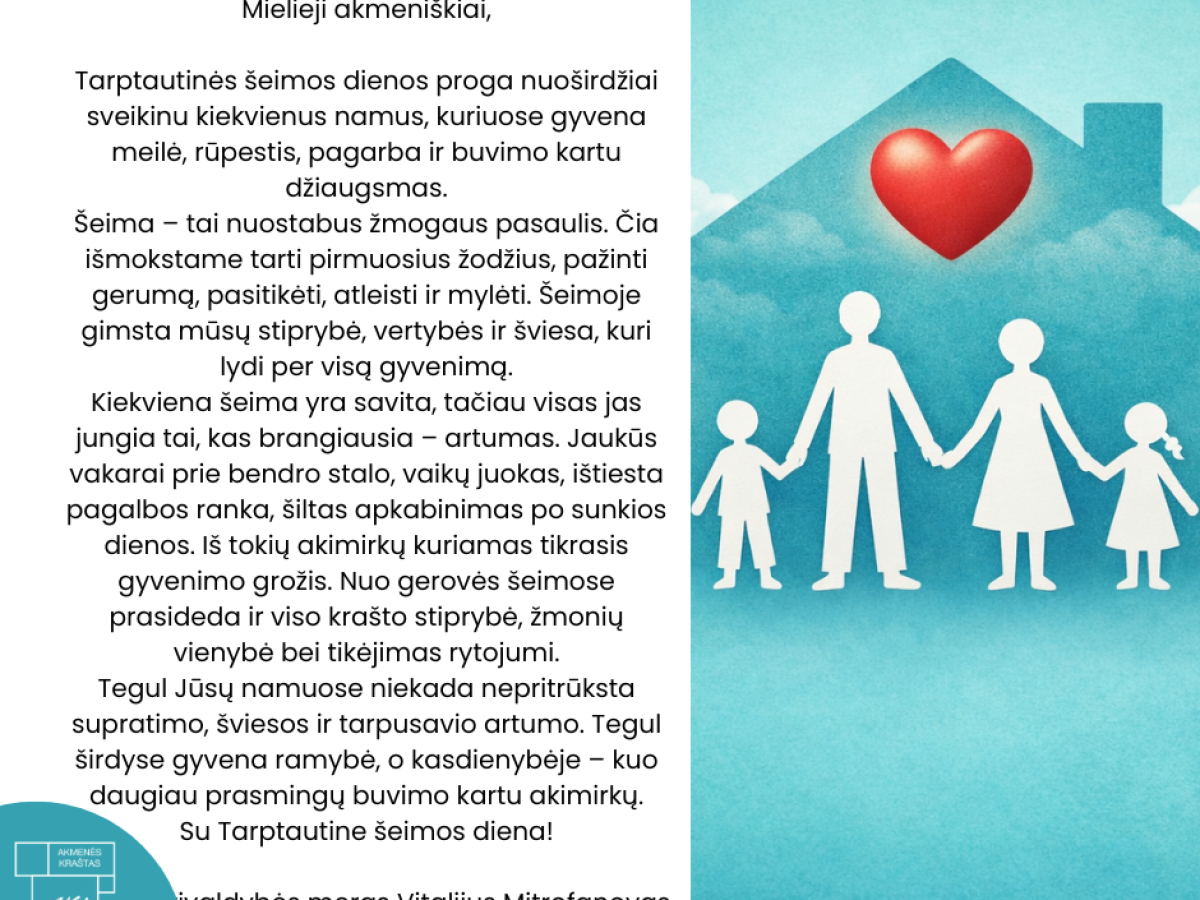 Mero sveikinimas: ką šiemet akcentuoja savivaldybė ir kokias žinutes siunčia bendruomenei