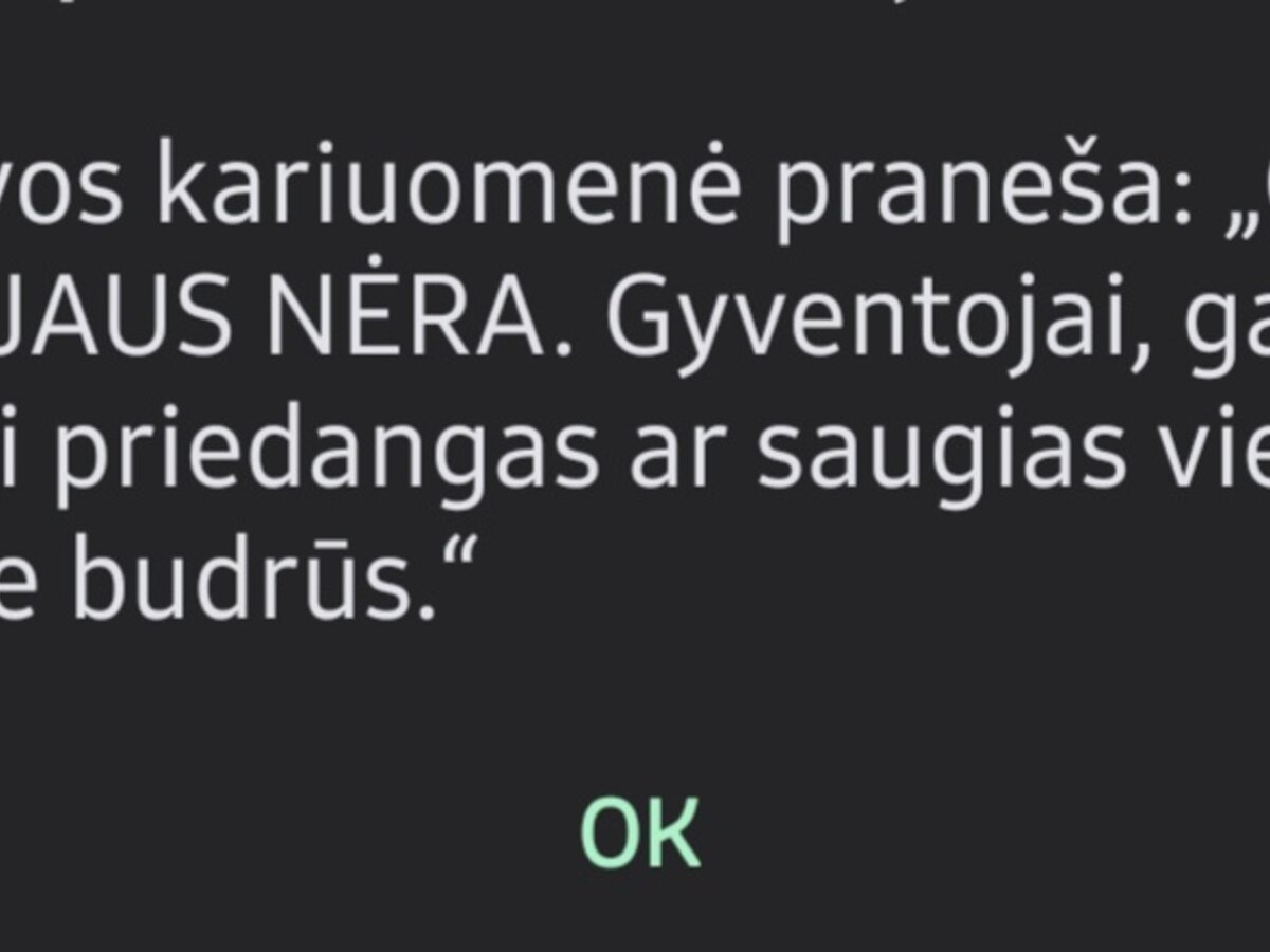 Lietuvos kariuomenė apie galimą droną: oro pavojaus nėra, bet gyventojams primena išlikti budriems