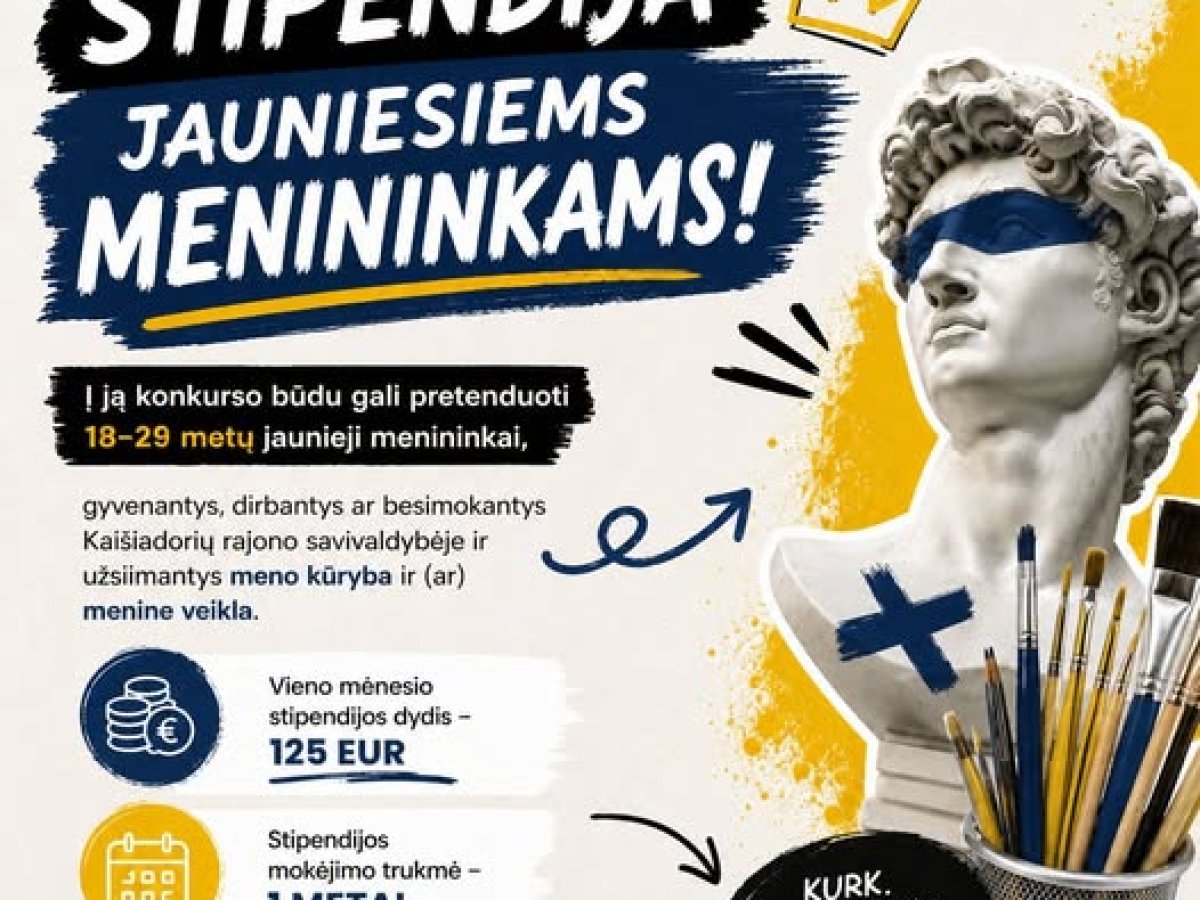 Kaišiadorių rajonas skelbia stipendiją jauniesiems menininkams: kas gali gauti 125 eurus per mėnesį