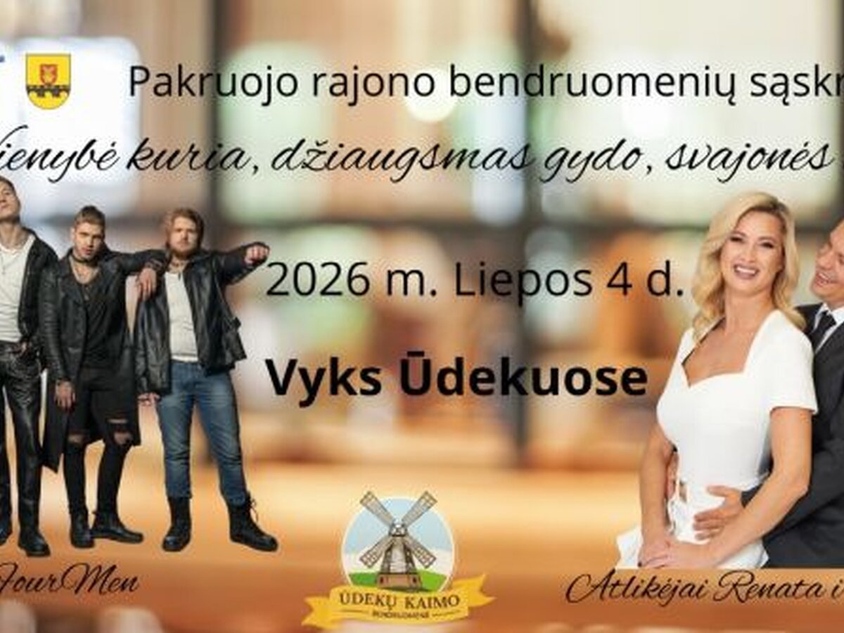 Liepos 4 dieną Ūdekuose vyks Pakruojo bendruomenių sąskrydis: koncertai, žaidimai ir veiklos