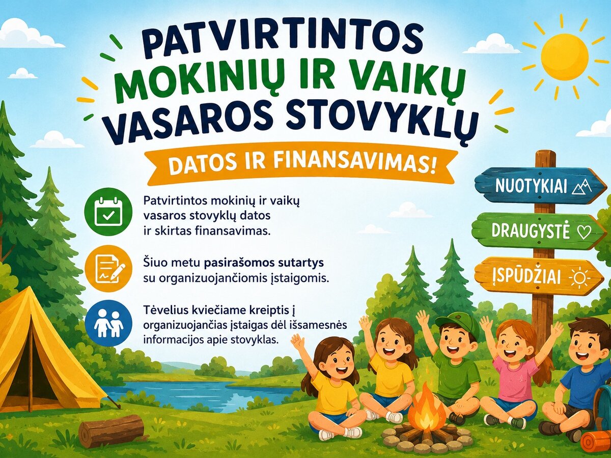 Kupiškio rajone patvirtintos 2026 metų vaikų vasaros stovyklų datos ir finansavimas: kas toliau?