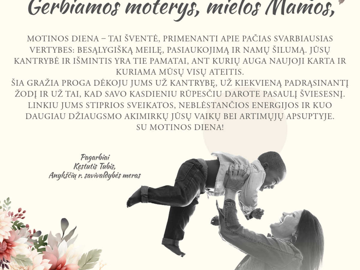 Mero sveikinimas Motinos dienos proga: pagarba mamoms ir kvietimas nepamiršti padėkoti šiandien