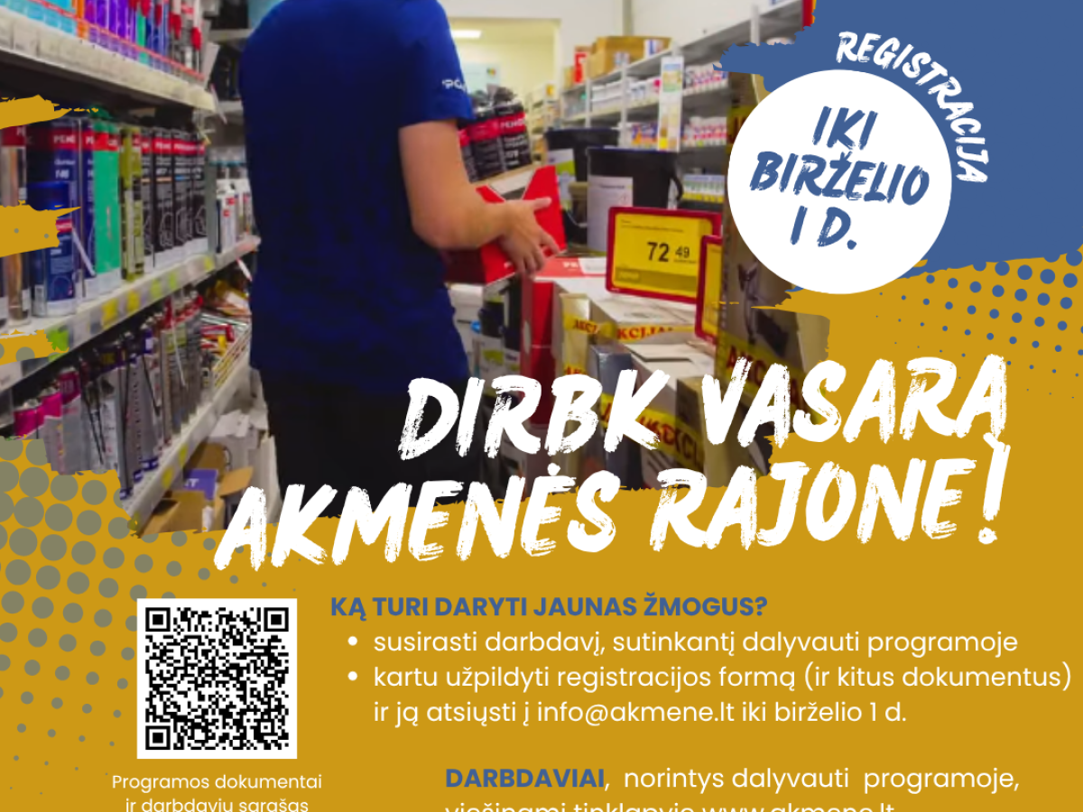 Akmenės rajonas startuoja su jaunimo užimtumo vasarą programa: registracija, kompensacijos ir terminai