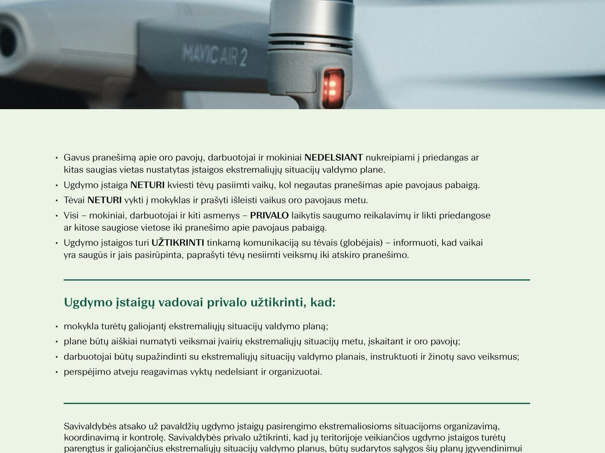 ŠMSM: oro pavojaus signalas mokyklose turi reikšti vieną dalyką – vaikai lieka priedangose