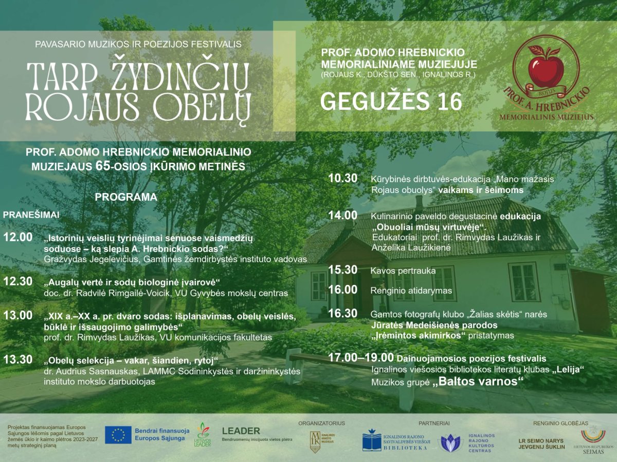 Muziejų dieną Rojuje minės 65-metį: festivalis tarp žydinčių obelų ir „Baltų varnų“ koncertas