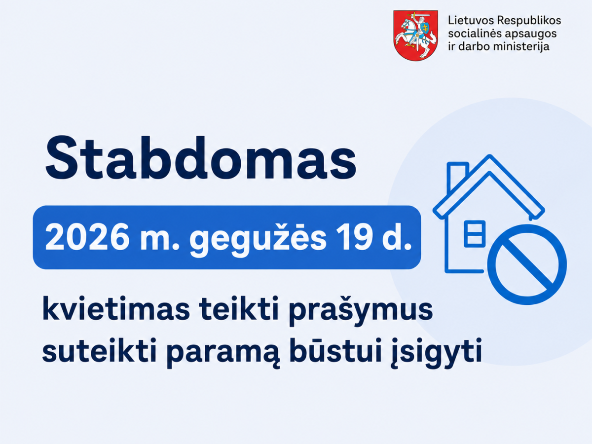 Baigėsi biudžeto lėšos: SADM sustabdė prašymų paramai būstui įsigyti teikimą per SPIS