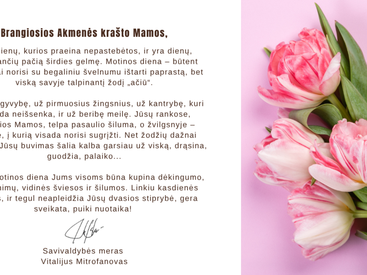 Motinos diena savivaldybėje: ką žada mero sveikinimas ir kaip šiemet keičiasi šventės tradicijos