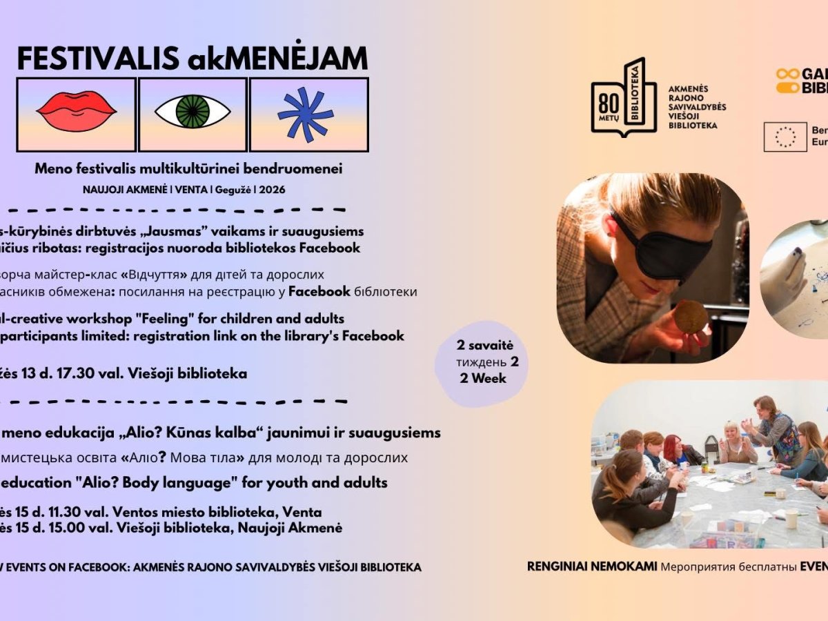 Akmenės rajone startuoja nemokamas festivalis „akMENĖJAM“: dirbtuvės, edukacijos ir renginiai šeimoms