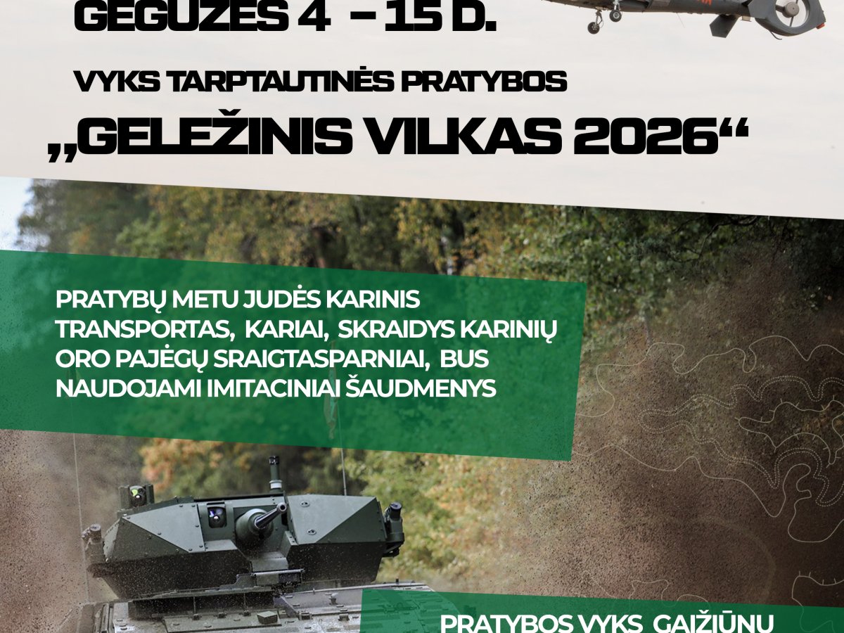 „Geležinio Vilko 2026“ pratybos startuoja gegužės 4 dieną: kur vyks ir ką matys gyventojai