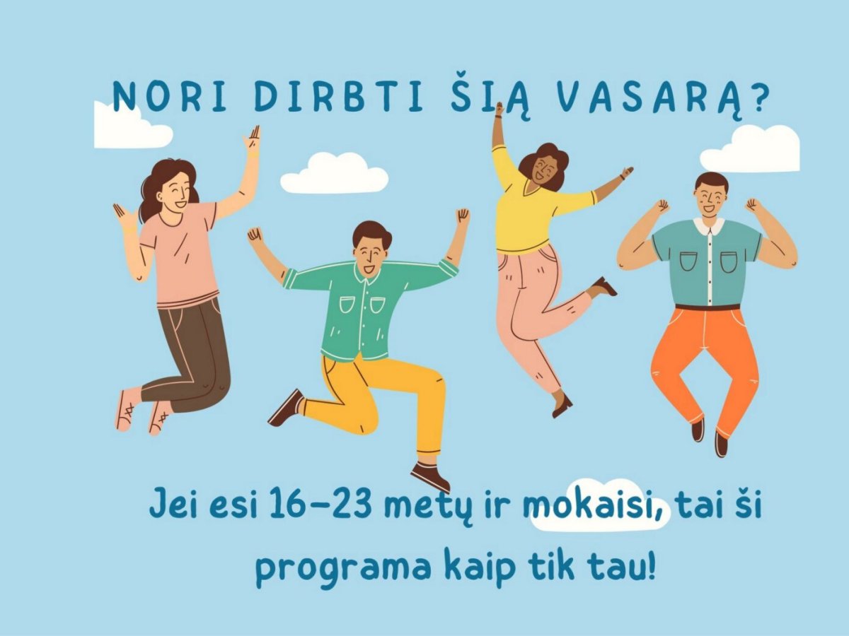 Vasaros darbas Joniškyje: jaunimas kviečiamas registruotis į užimtumo ir integracijos programą