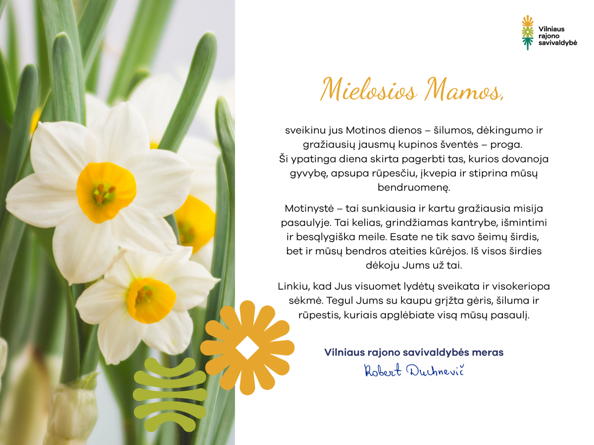 Motinos dienos proga meras siunčia žinutę šeimoms: apie dėkingumą, rūpestį ir bendrystę