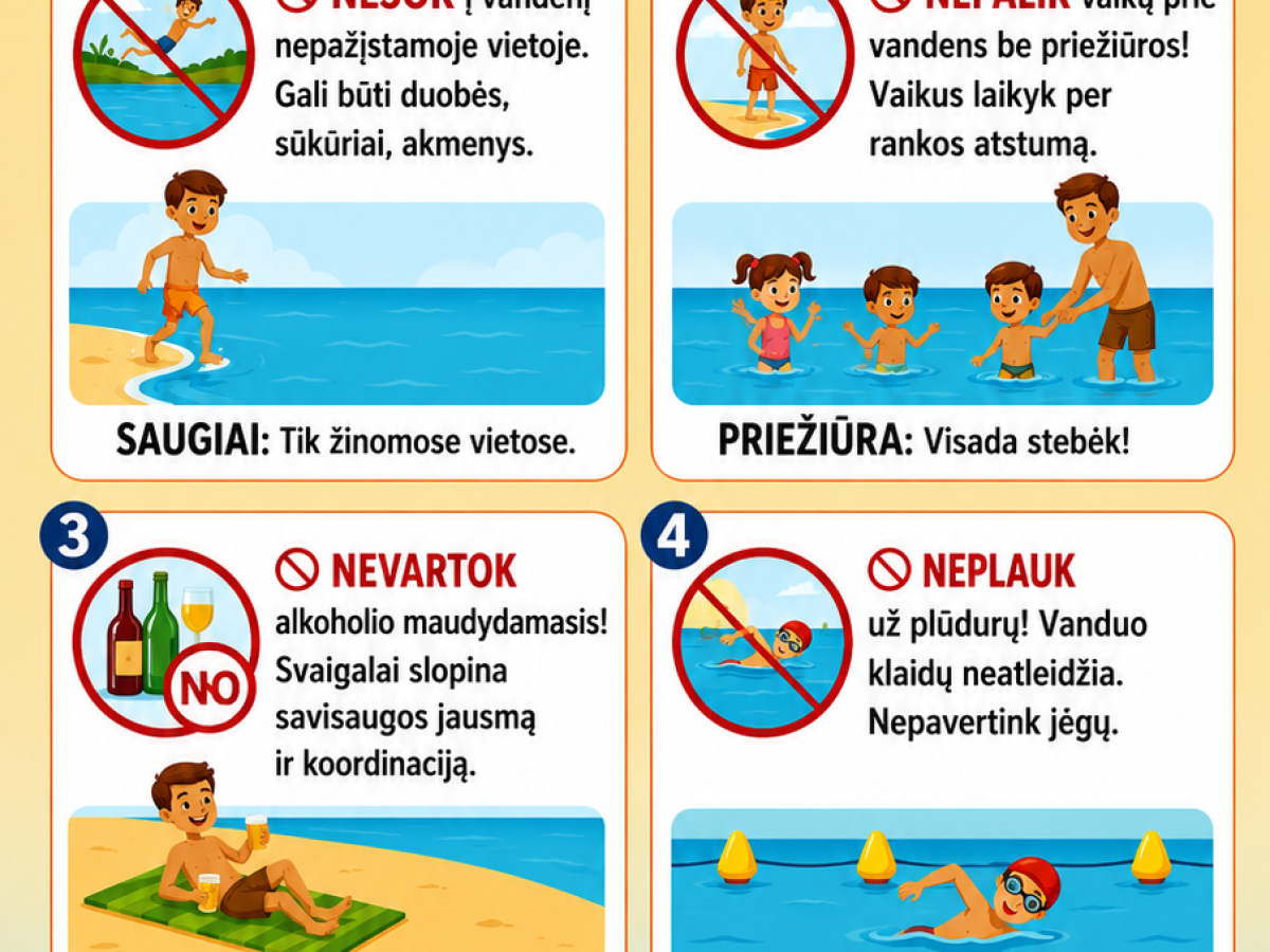 Vasara prie vandens: dažniausios nelaimių priežastys ir paprastos taisyklės, kurios gelbsti