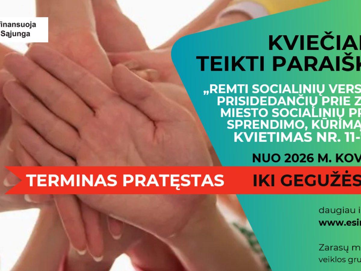 Zarasų socialiniams verslams – daugiau laiko: paraiškas paramai iki 2026 metų gegužės 14 dienos