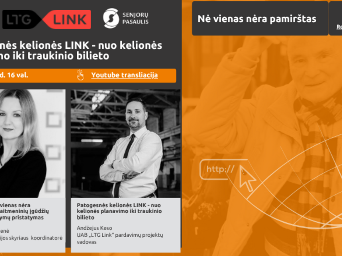 Projektas „Nė vienas nėra pamirštas“: nemokama nuotolinė paskaita, kaip patogiai keliauti su LTG Link
