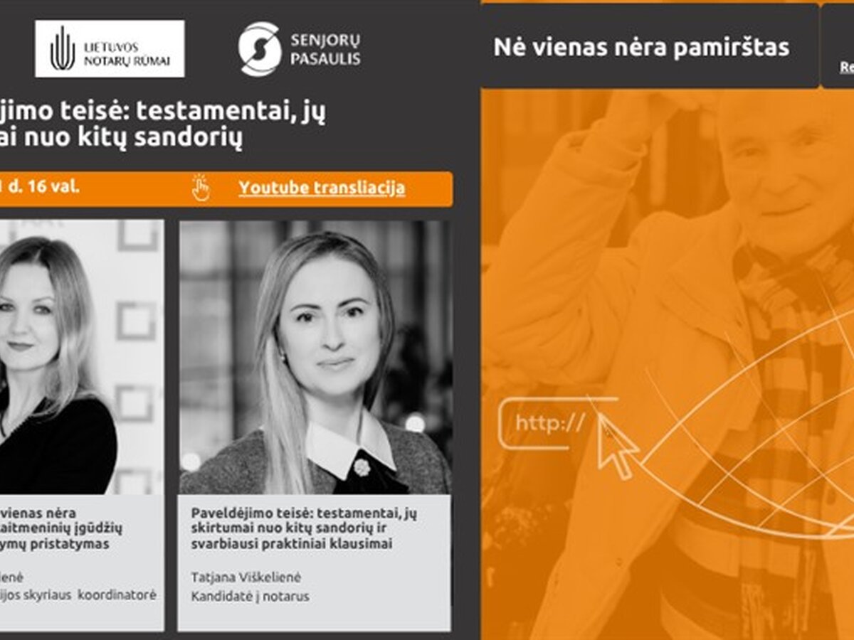 Nuotolinė paskaita apie paveldėjimo teisę: kuo skiriasi testamentai ir kokių klaidų vengti