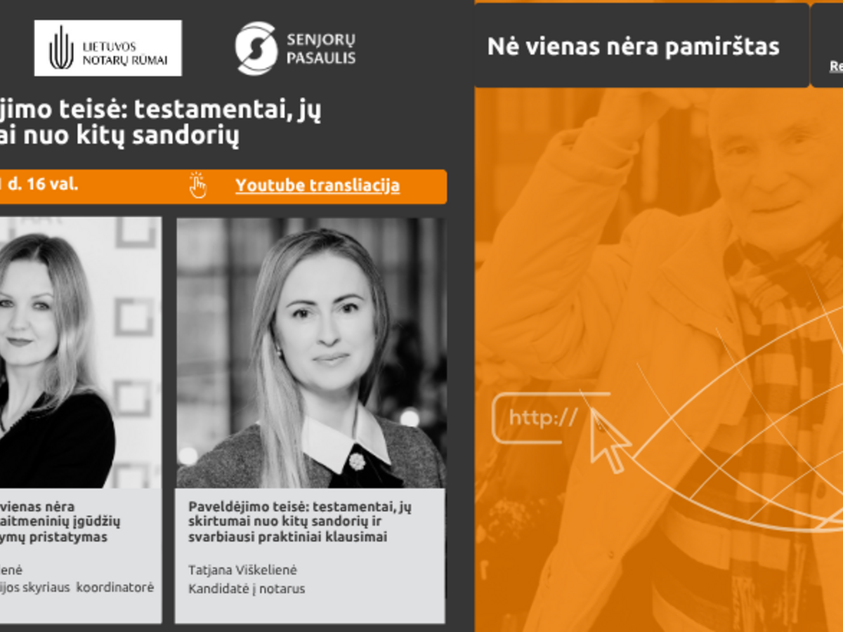 Nuotolinė paskaita apie paveldėjimo teisę: testamento rūšys, klaidos ir praktiniai atsakymai