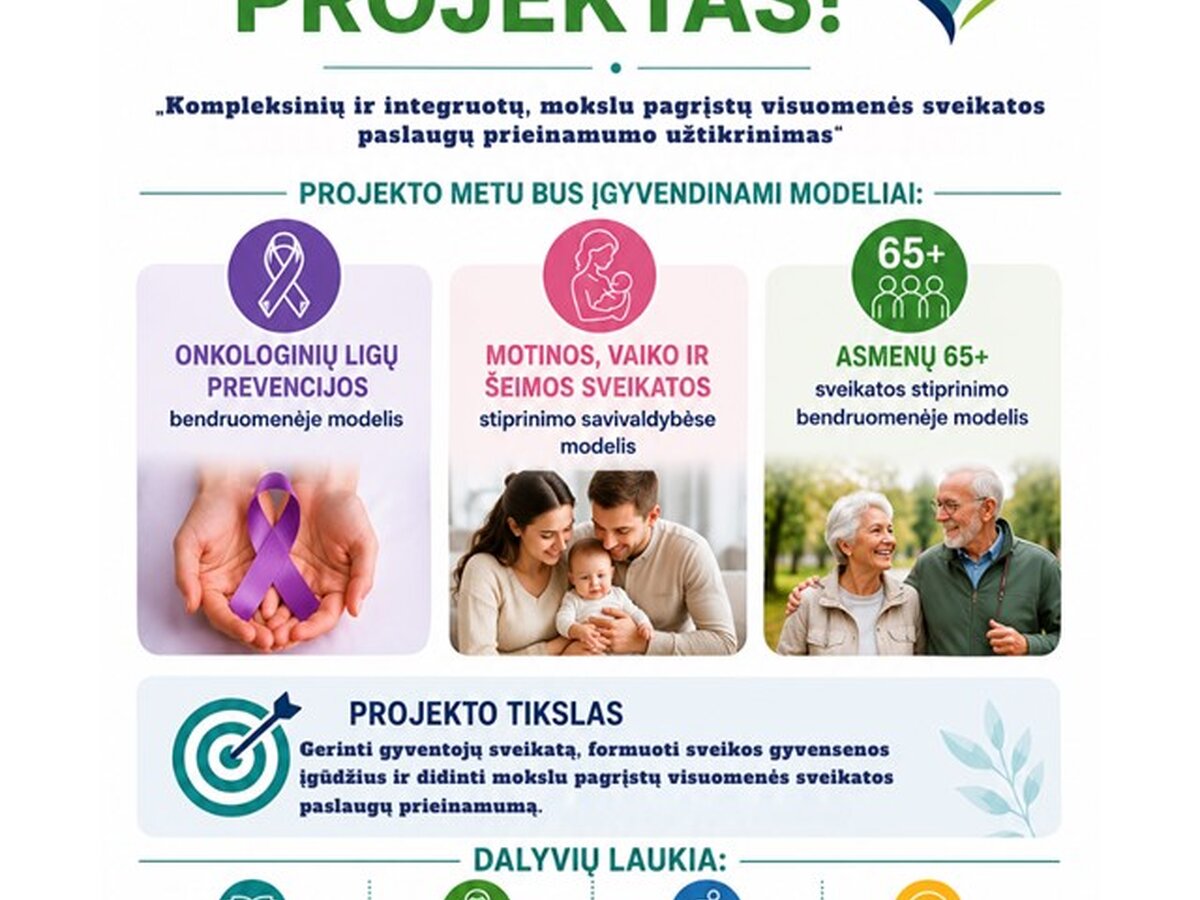 Pakruojo rajone startuoja 77 659 eurų sveikatos projektas: nemokamos veiklos onkologijai, šeimoms ir 65+