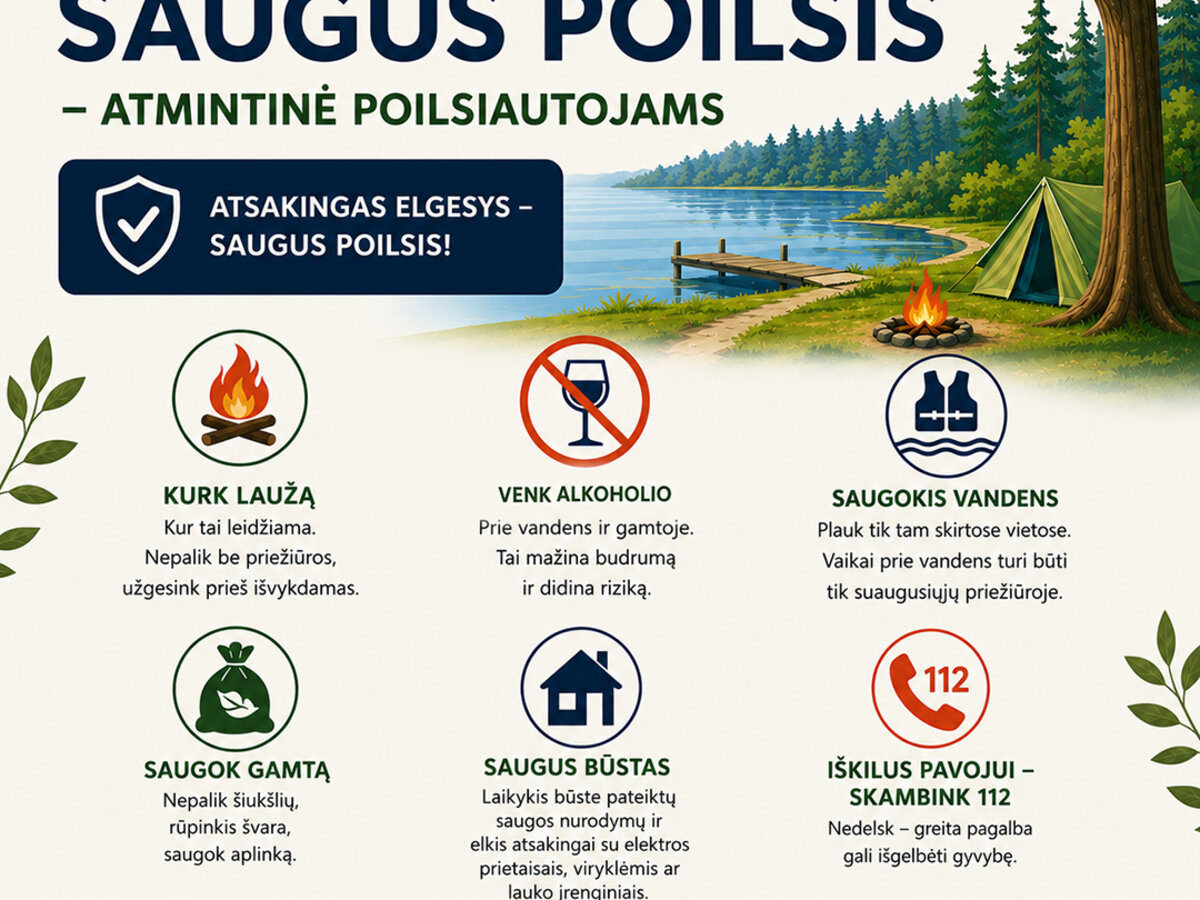 Saugus poilsis gamtoje ir prie vandens: Trakų ugniagesių atmintinė, kurią verta prisiminti