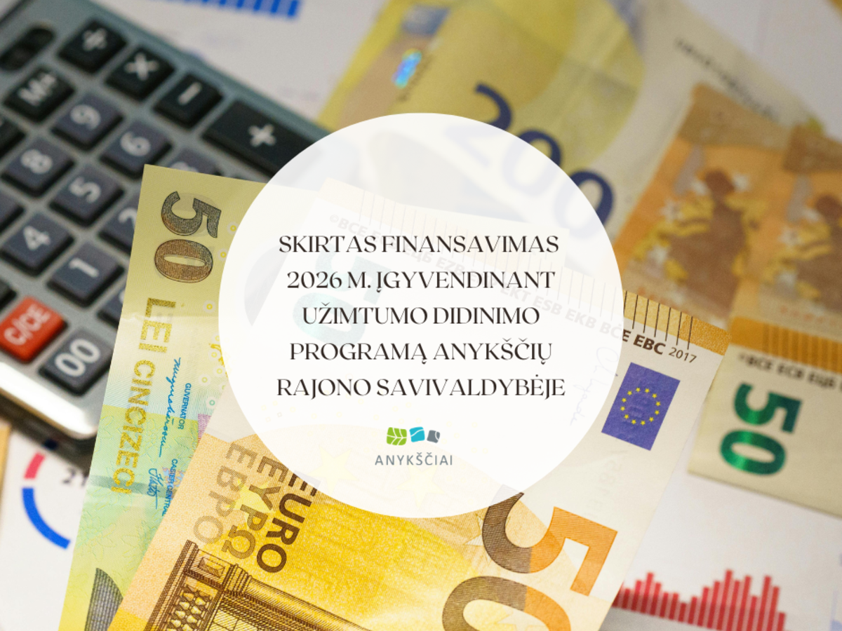Anykščiuose 2026 metais užimtumo didinimo programai skirta 58 200 eurų: kam atiteks lėšos