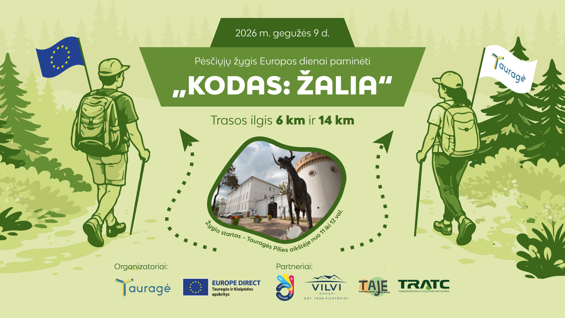 Europos dieną Tauragėje vyks žygis Kodas: Žalia: 6 arba 14 km maršrutai ir ką svarbu žinoti