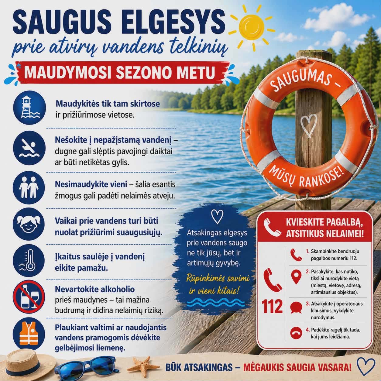Atviri vandens telkiniai: Tauragės ugniagesiai primena svarbiausias saugumo taisykles vasarai