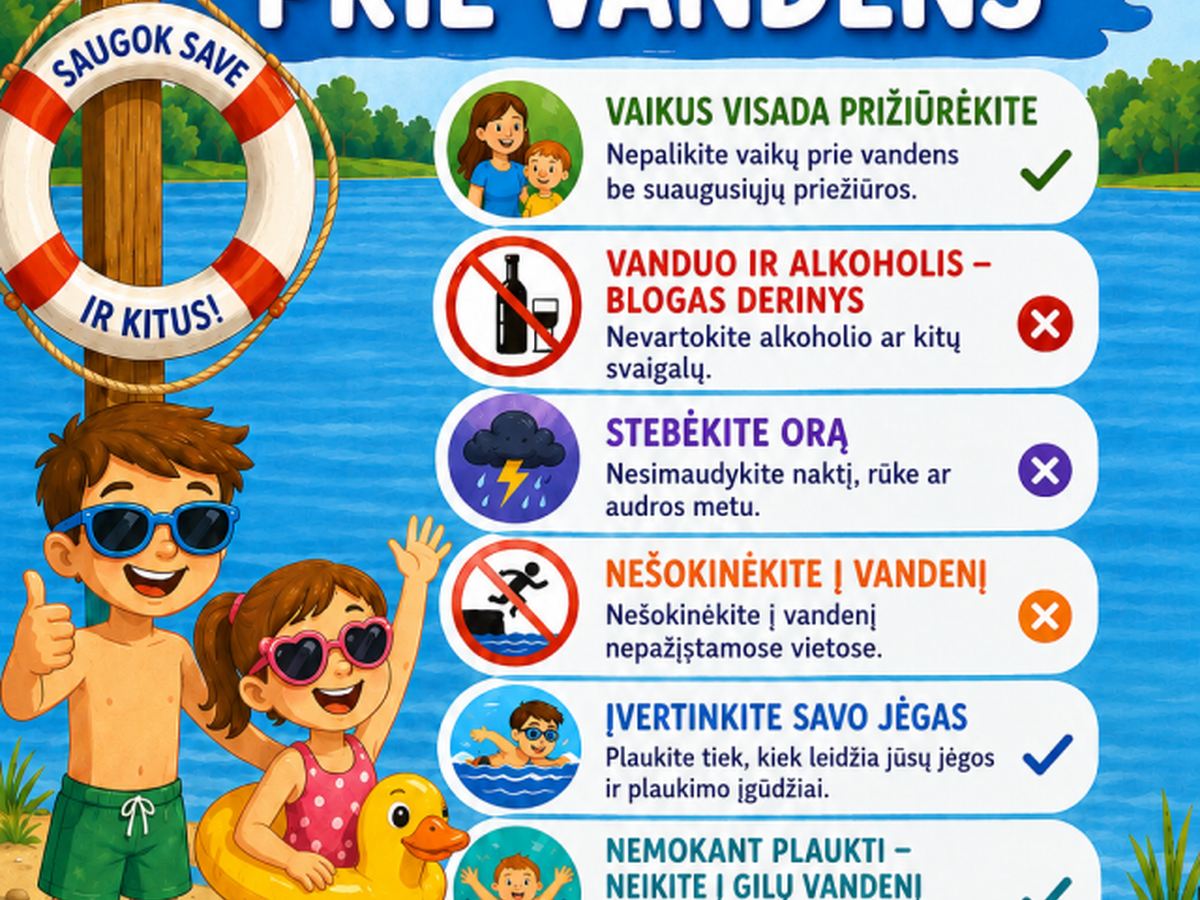 Pakruojo rajone prasidėjo maudymosi sezonas: ką svarbu žinoti apie saugumą prie vandens