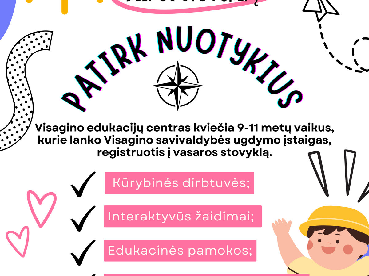 Visagino edukacijų centras skelbia registraciją į vaikų stovyklas: vietų nedaug, svarbios taisyklės