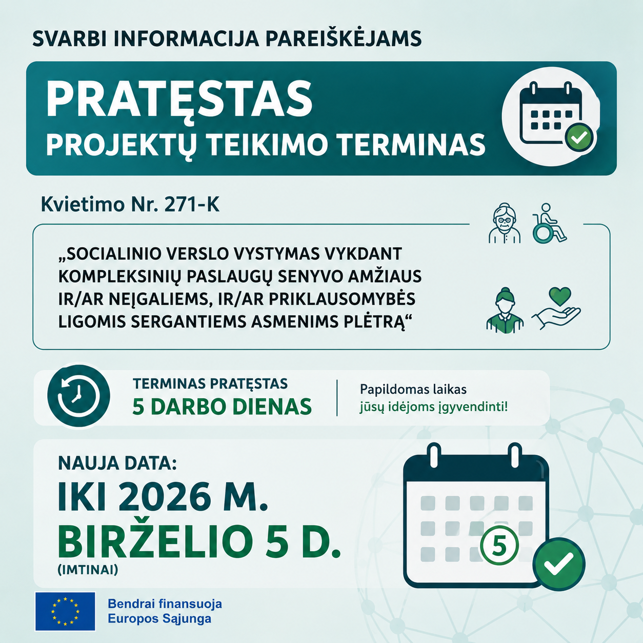Kvietimas Nr. 11-271-K: dėl INVESTIS DMS klaidos projektų teikimas pratęstas iki birželio 5 dienos