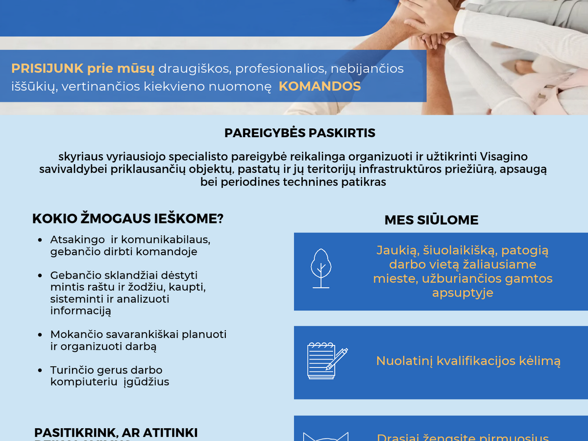 Visagine ieško vyriausiojo specialisto: siūlo beveik 2 000 eurų ir išskirtines naudas
